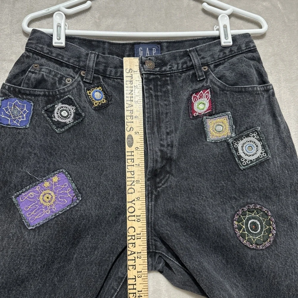 Vintage Gap High Rise Tapered Mom Denim Jeans‎ Women's 12 Black Slim Patchwork